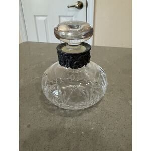 Vtg Atlantis, Full Lead Crystal Silver Mounted Perfume Bottle, Made In Portugal.